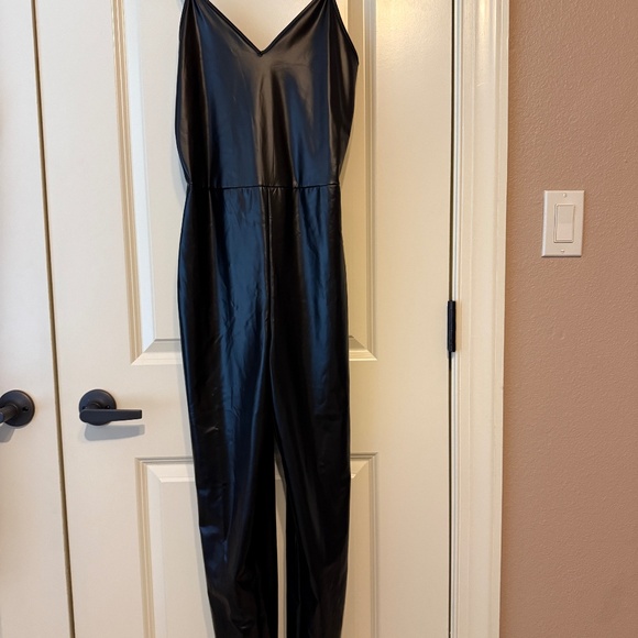 Fashion Nova Pants - Fashion Nova Faux Leather Jumpsuit size Med